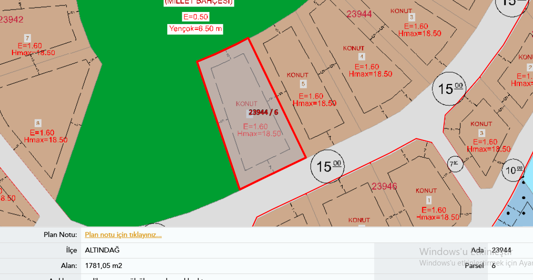 Altındağ Başpınar Mahallesi  Millet Bahçesi Karşısı 183 m² Konut imarlı Hisseli Satılık Arsa