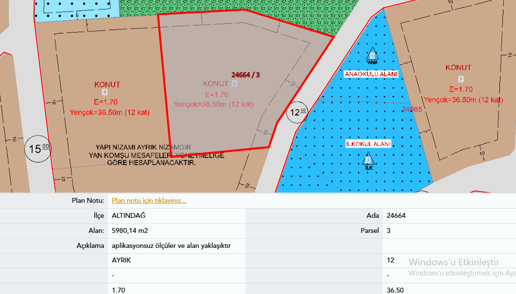 Altındağ Başpınar  Mahallesin'de Çok Katlı Konut İmarlı 212 m² Hisseli Satılık Arsa