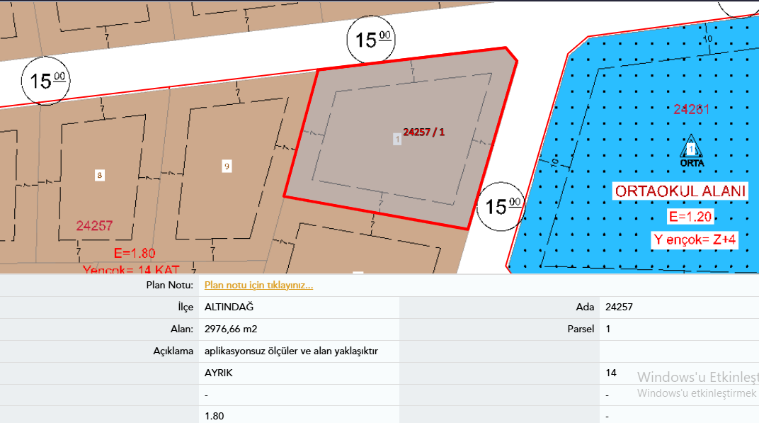 ALTINDAĞ ÖNDER MAHALLESİ  SELÇUK CADDESİ ÜZERİNDE TİCARİ+KONUT İMARLI 276 m² HİSSELİ SATILIK ARSA!