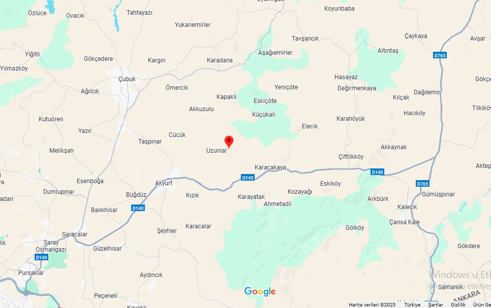 Akyurt İlçesi  Uzunlar Mahallesinde  Kıble Arkaç Mevkiinde 16.250 m² Tek Tapulu Satılık Tarla