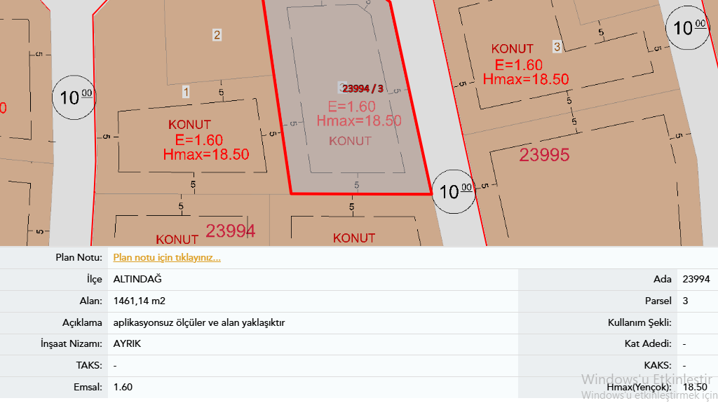 Altındağ Başpınar Mahallesinde Köşe Parsel Hisseli Konut İmarlı 93 m² Satılık Arsa 